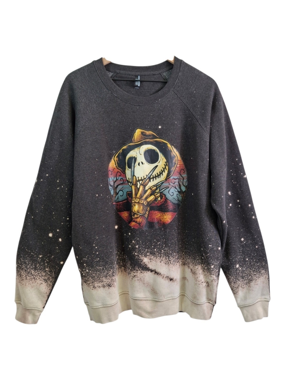 Jack Skellington Bleached Graphic Sweatshirt Pullover - Size XL